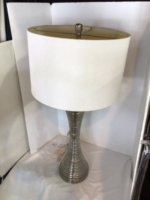 Silver Glass Ribbed Lamp