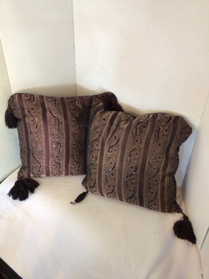 Pair Purple Sequin Tassel Pillow