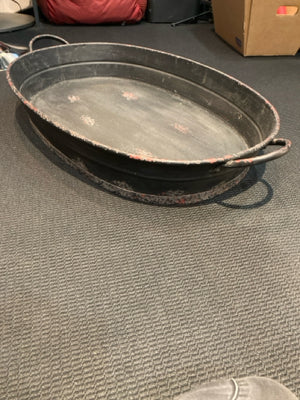 Vintage Black Metal Oval Tray