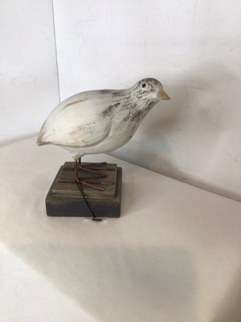 White/Brown Wood Bird Sculpture