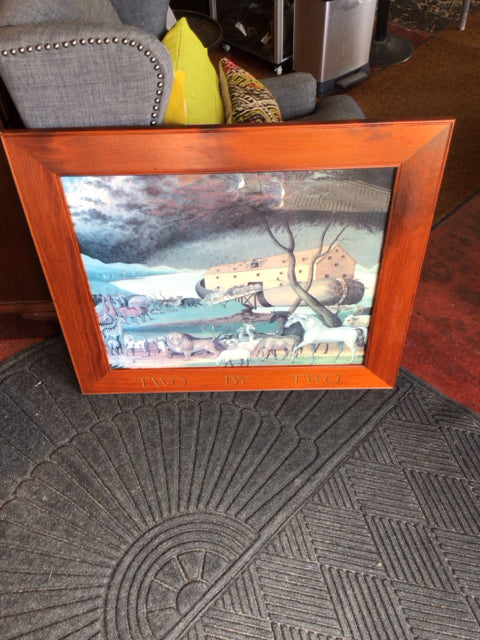 Primitive Gray/Multi Animal Framed Art