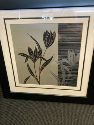 Black/Gray Floral Pair Framed Art