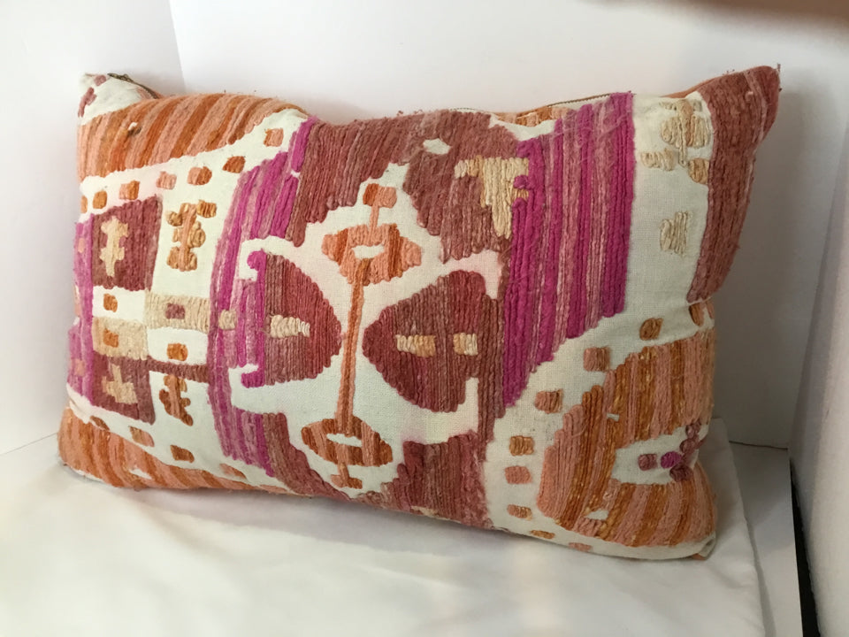 Bohemian Orange/Pink Cotton Diamond Pillow