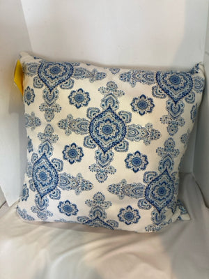 White/Blue Down Medallion Pillow