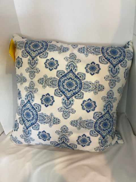 White/Blue Down Medallion Pillow