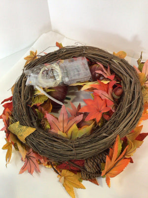 Fall Orange/Brown Leaves Pumpkins Wreath