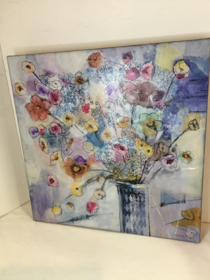 Multi-Color Flowers In Vase Stretch Canvas Art