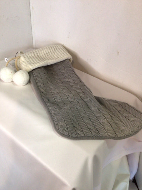 Stocking Gray/White Knit Holiday Item