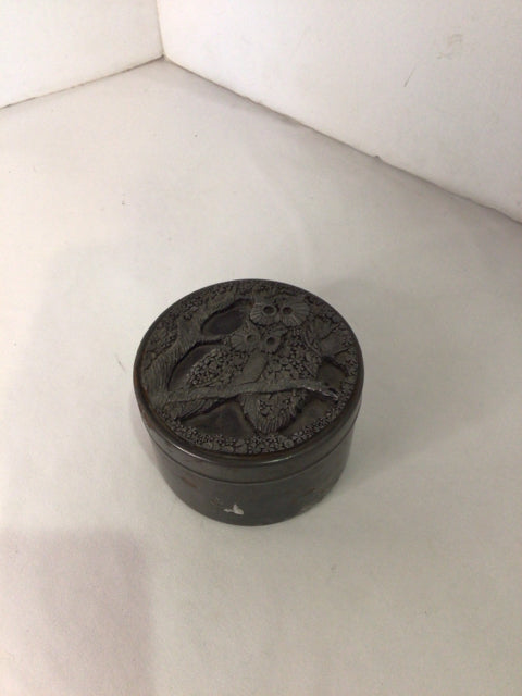 Gray Pewter Owl Trinket Box