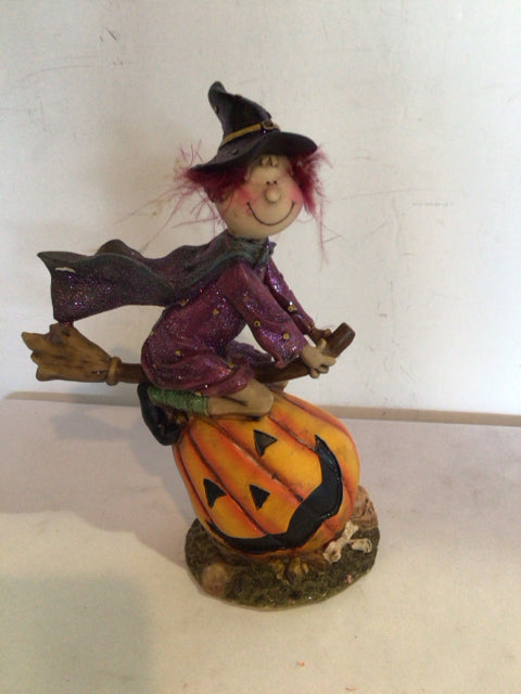Halloween Orange/Multi Resin Witch Holiday Item