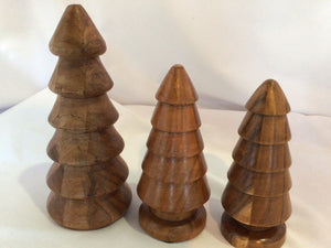 Set of 3 Brown Wood Trees Holiday Item