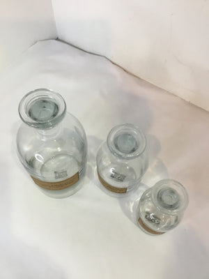 Two's Company Apothocary Clear Glass Set of 3 Bottle Set