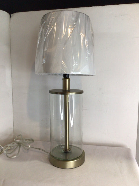 Gold Glass/Metal Cylinder Lamp