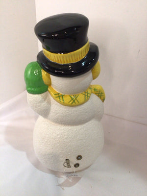 Musical White/Multi Ceramic Snowman Holiday Item