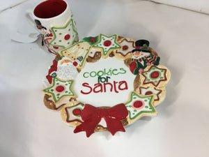 Fitz & Floyd Plate set Red/white Ceramic w/cup Holiday Item