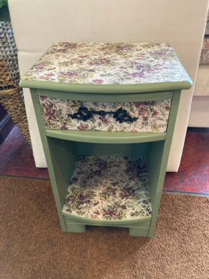 Painted Wood Drawer Green Nightstand