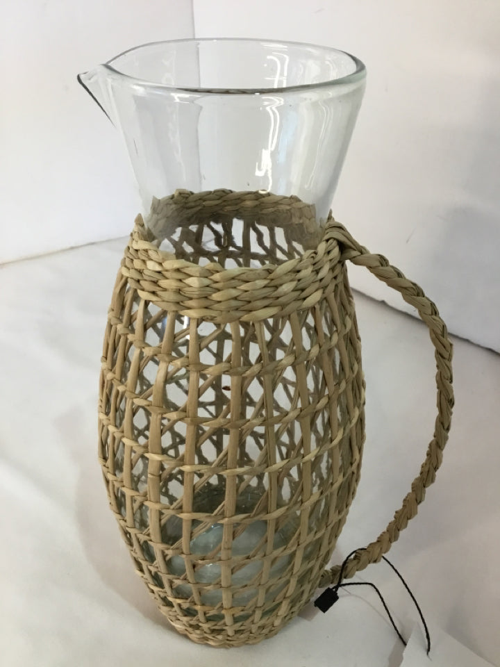 Mid-Century Natural Glass Pitcher