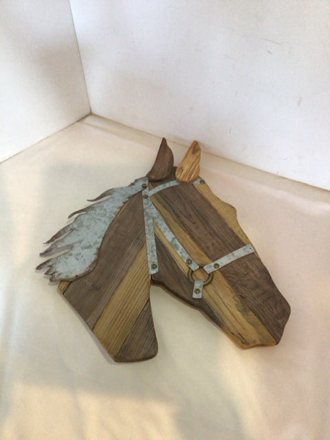 Rustic Wood Horse Brown Wall Decoration Art