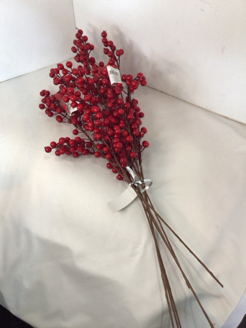 Red Berries Set of 7 Faux Flowers