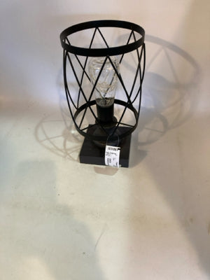 Battery Operated Black Wood/Metal Lamp