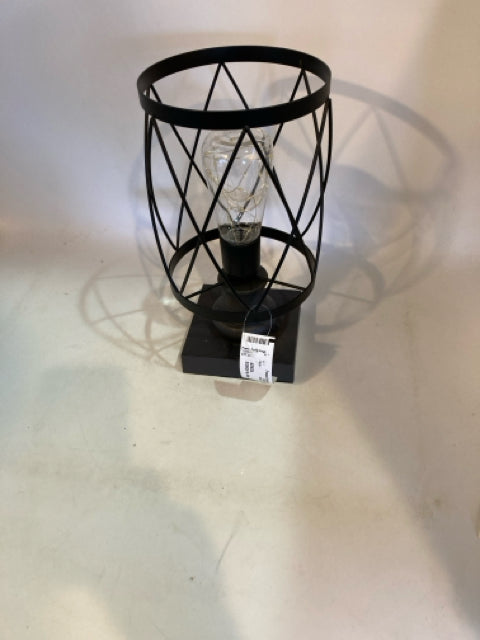 Battery Operated Black Wood/Metal Lamp