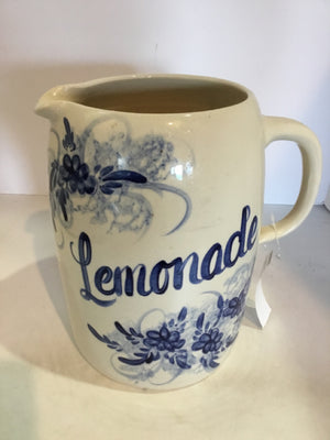 Vintage Cream/Blue Ceramic Lemonade Pitcher