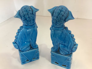 Reproduction Blue Ceramic Foo Dog Figurine