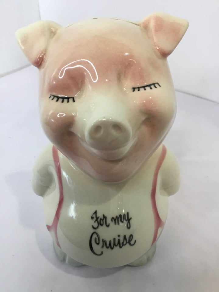 Vintage White Ceramic Pig Bank