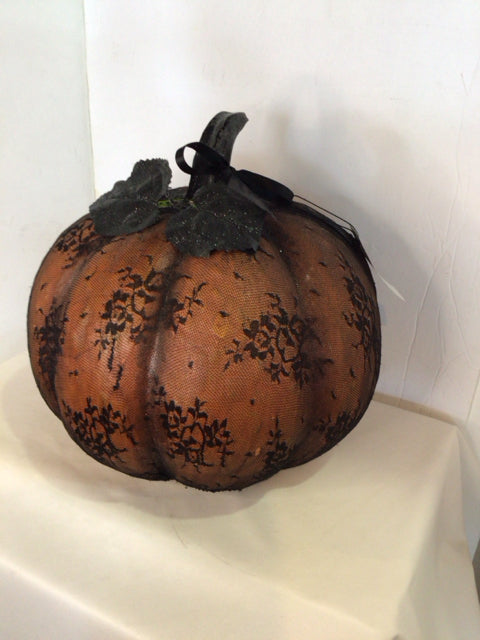 Fall Orange/Black Resin Lace Pumpkin Holiday Item