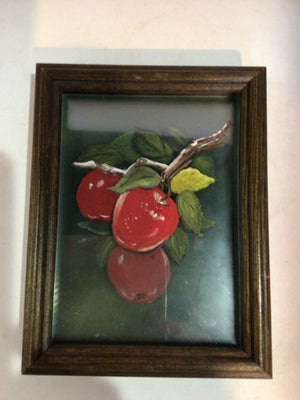 Vintage Clear/Red Apple Framed Art