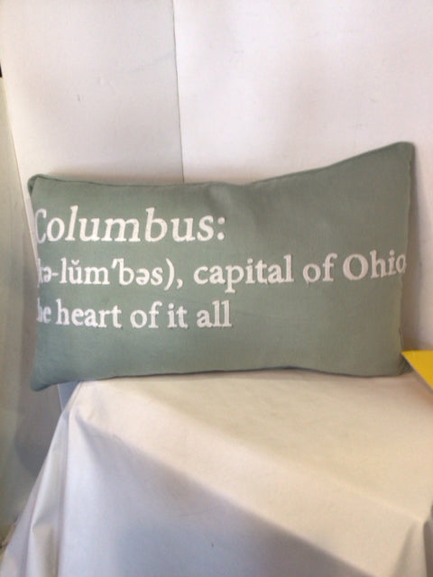 Aqua/White Columbus Pillow