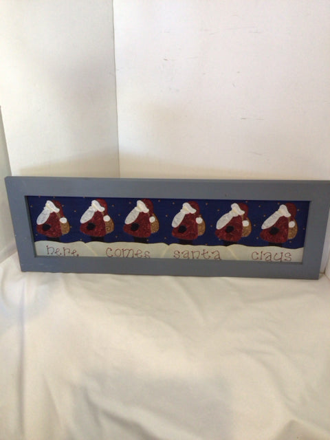 Framed Art Blue/Gray Santa Holiday Item