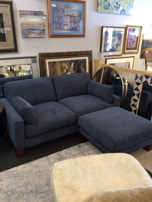 Burrow Modular Velour Loveseat Blue Sectional Sofa 4KF6SXAY & 44G3FN56