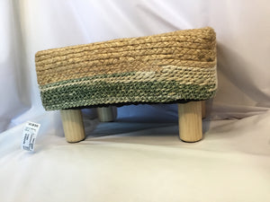 Simple Natural/Green Seagrass Footed FootStool/Ottoman