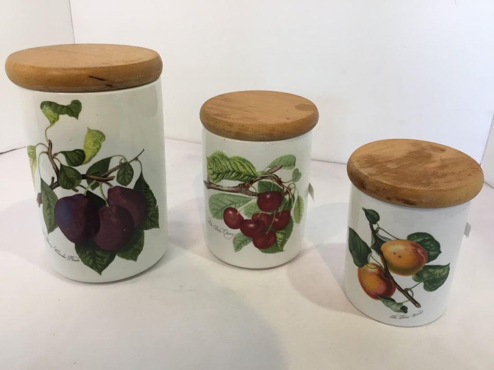 Portmeirion Set of 3 White/Multi Botanicals Canister