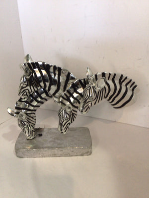 Silver/Black Resin Zebra Sculpture