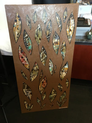 Signed Brown/Multi Canvas Leaves Painted Stretch Canvas Art