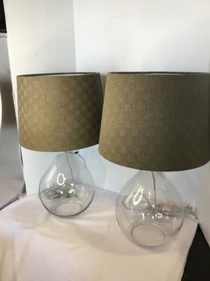 Clear/Brown Glass Lamp Set