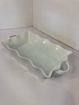 Dash of That White Ceramic Handled Baking Dish