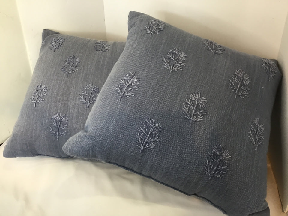 Pair Blue Cotton Pillow Set