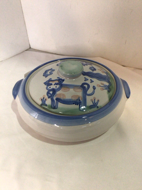 Hadley Gray/blue Ceramic Cow Casserole