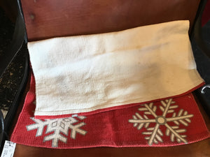 Christmas Red/white Cotton Rug Snowflake Holiday Item