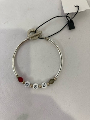 OSU Silver Beads Bracelet
