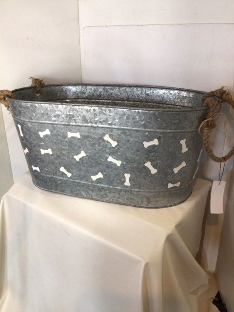 Bucket Silver Galvanized Dog Bone Tub