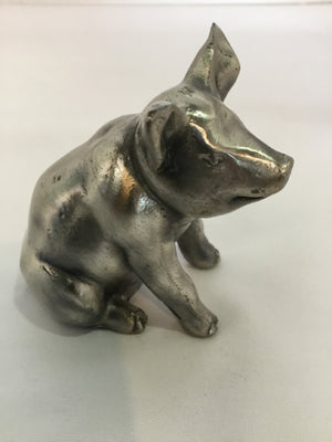 Silver Metal Pig Figurine