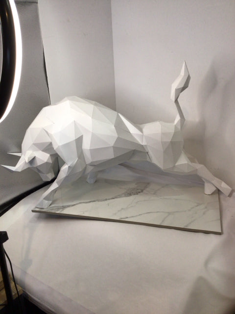 Modern White Paper Bull Figurine