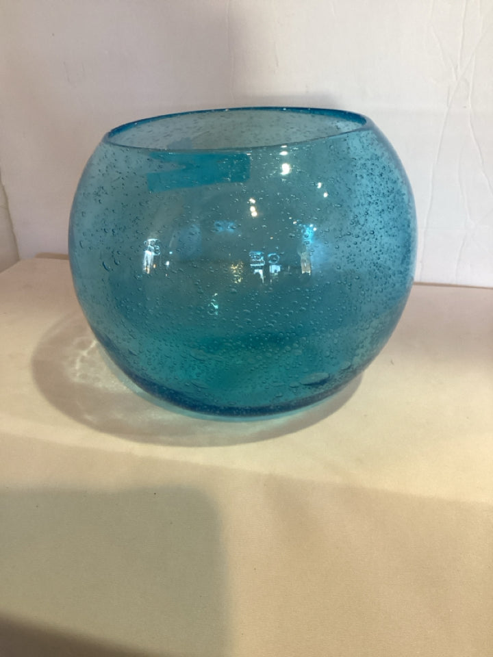 Glass Blue Round Vase