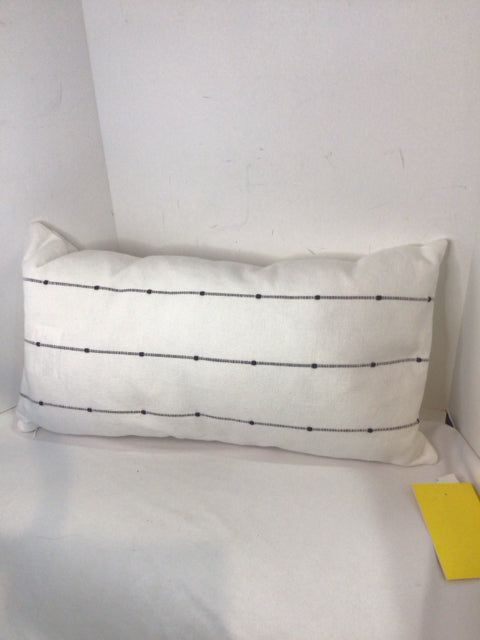 Down White/Black Cotton Pillow