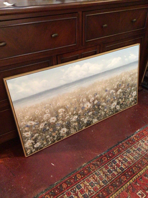 Blue/White Flower Field Framed Art