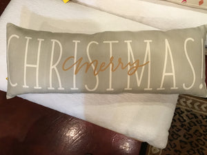 Pillow Cream/Gray Words Holiday Item